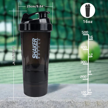 3-Layer Protein Storage Shaker Bottle