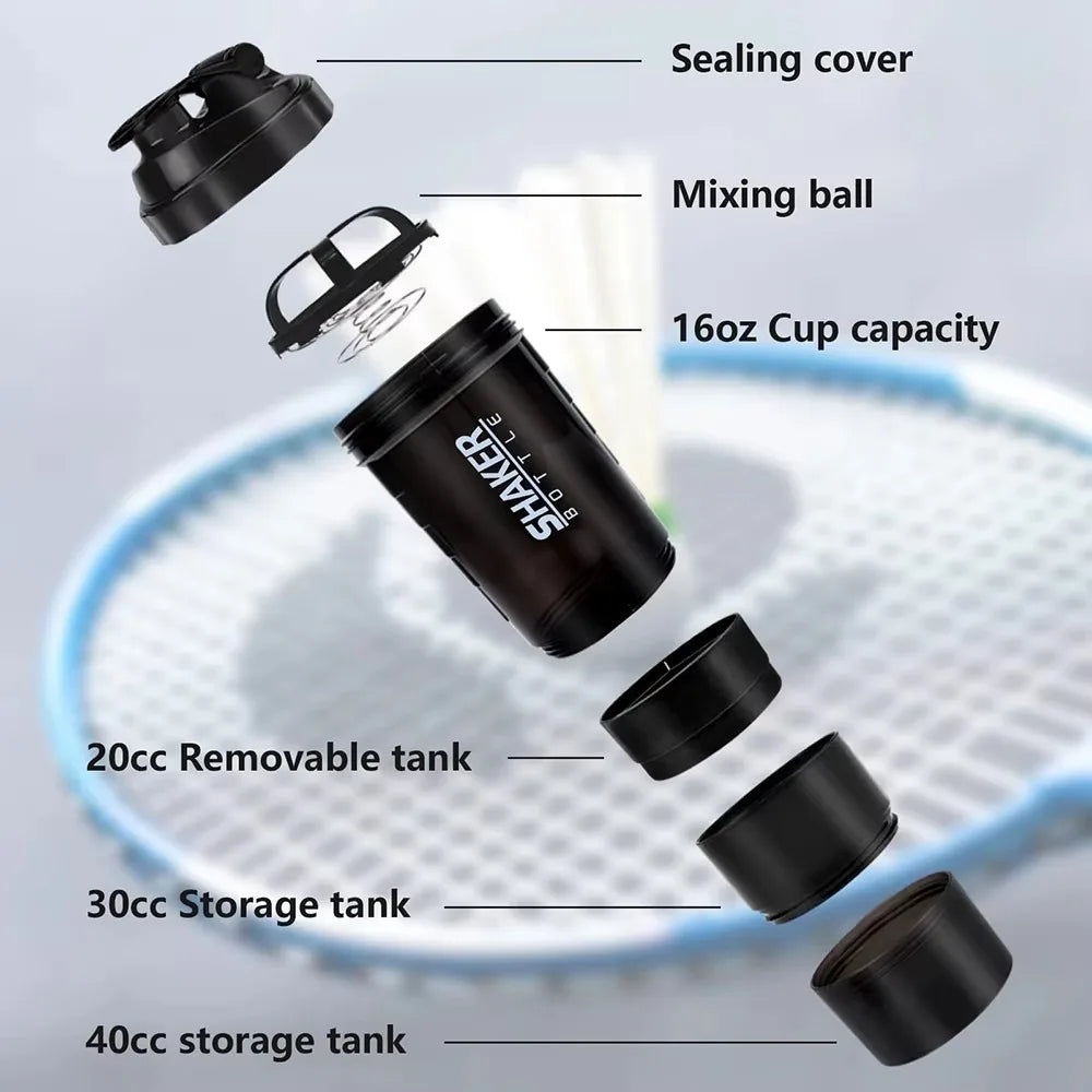 3-Layer Protein Storage Shaker Bottle